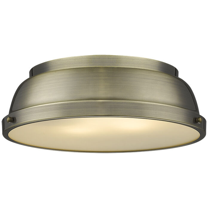 Yep Duncan 2 Light 14 inch Pewter Flush Mount Ceiling Light in White, Damp