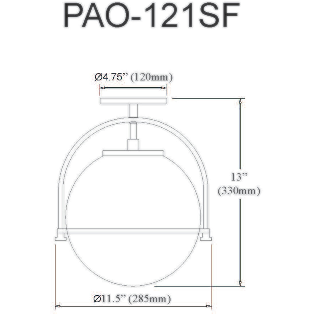 Paola 1 Light 11.5 inch Polished Chrome Semi-Flush Mount Ceiling Light