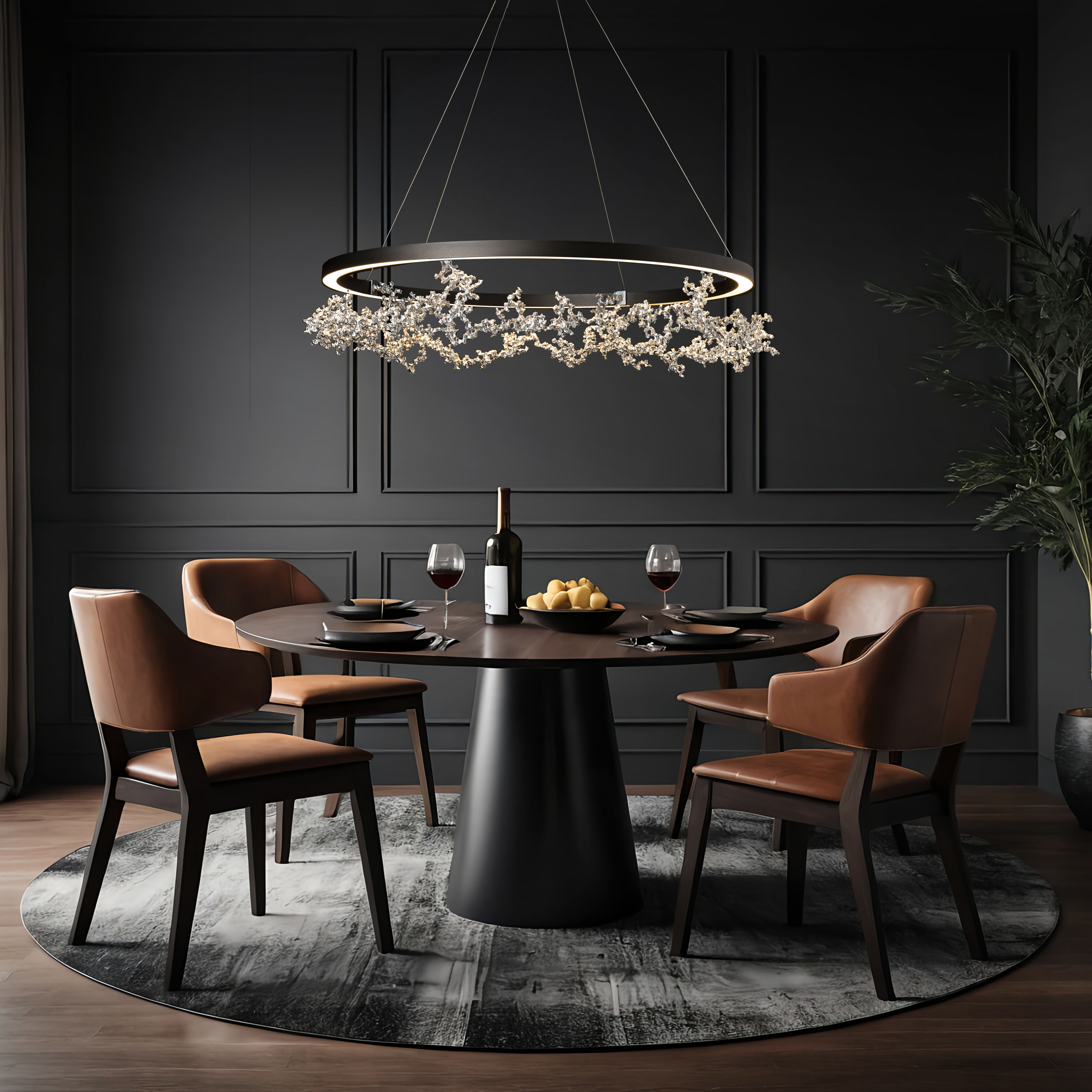 Coral LED 40.7 inch Oil Rubbed Bronze/Sterling Ring Pendant Ceiling Light, Art & Alchemy