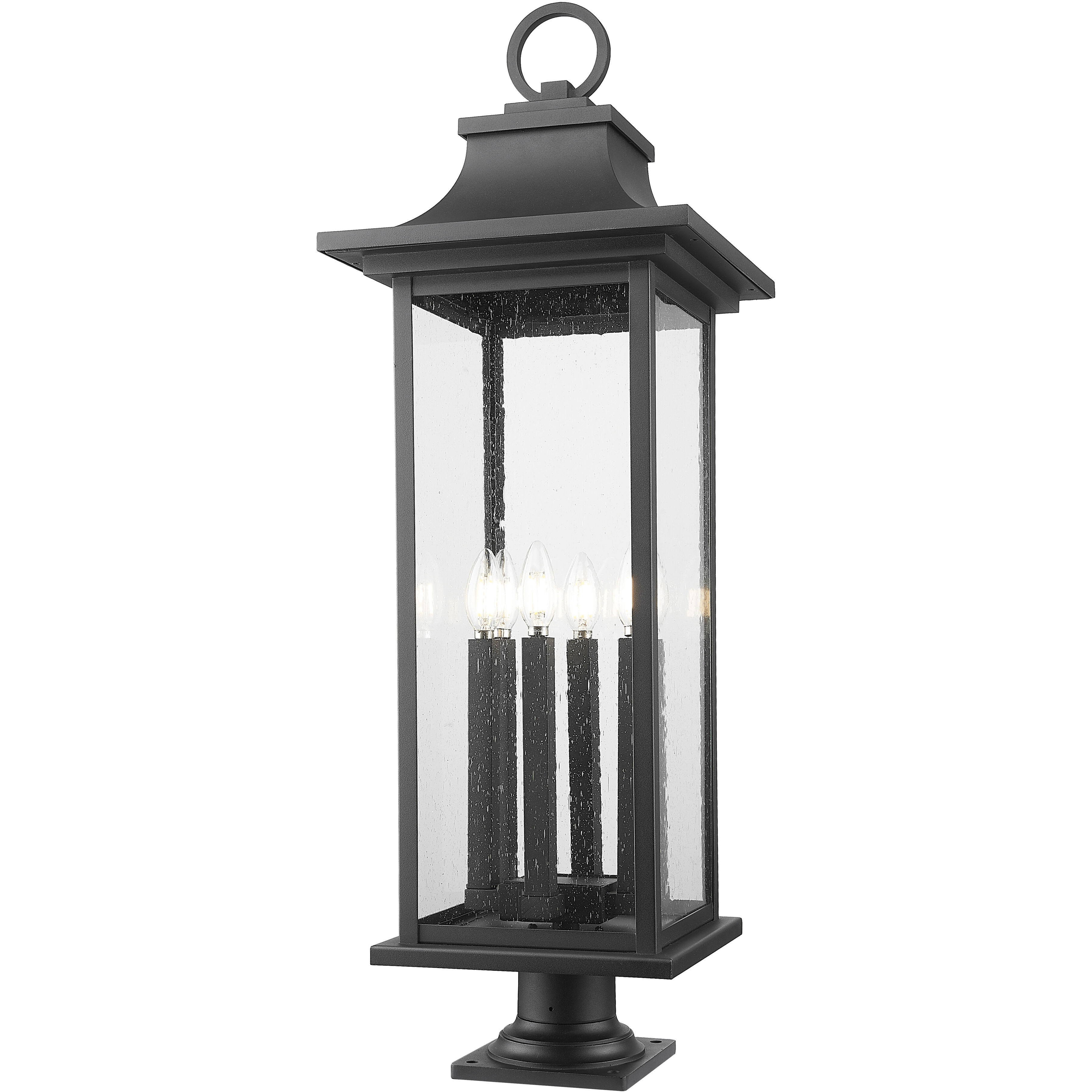 Tiberius 6 Light 36.75 inch Black Outdoor Pier Mounted Fixture
