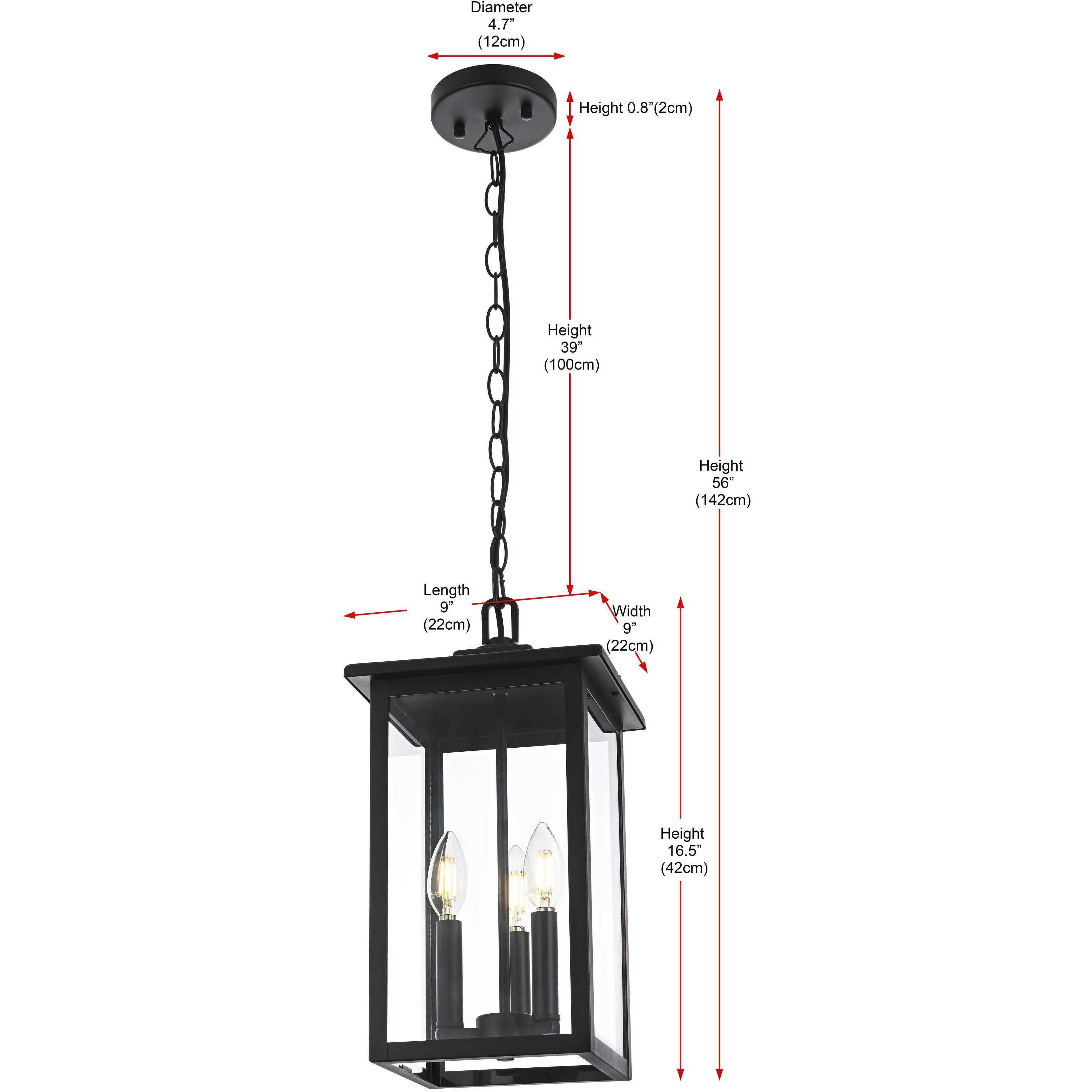 Carlisle 3 Light 9 inch Black Outdoor Pendant