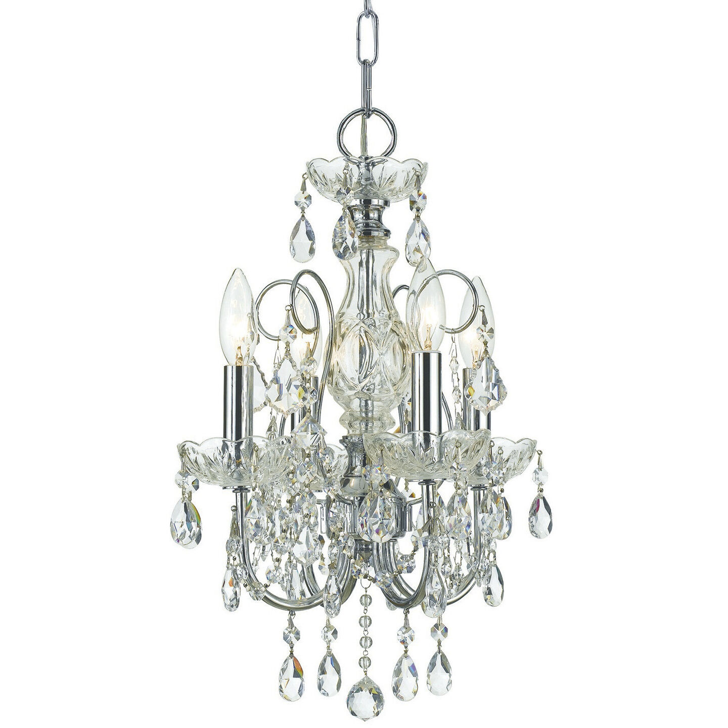 Imperial 4 Light 12 inch Polished Chrome Mini Chandelier Ceiling Light in Clear Hand Cut