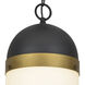 Capsule 1 Light 8 inch Matte Black and Textured Gold Outdoor Pendant