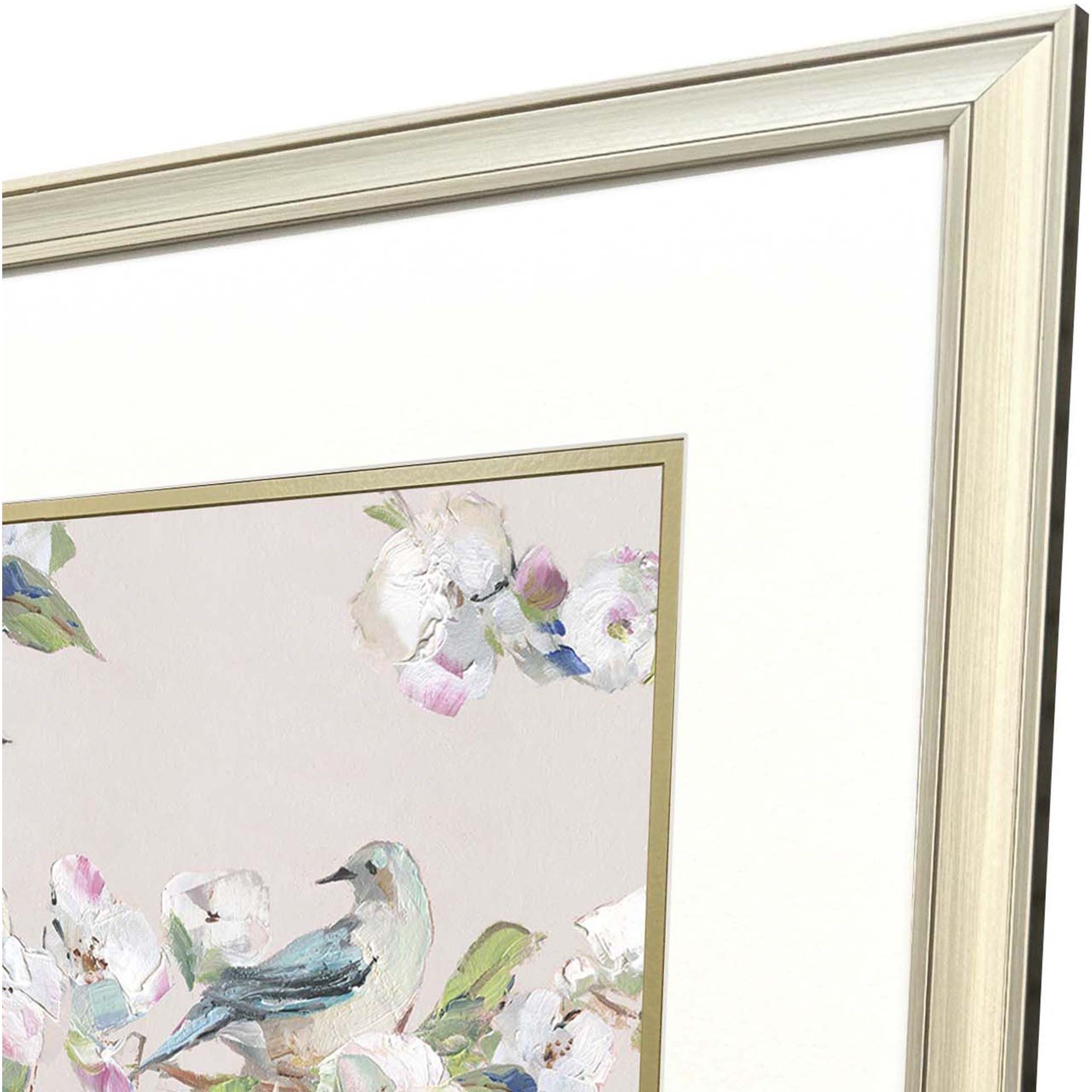 Birds on Branches Blue and Green and Pink Framed Art, Propac