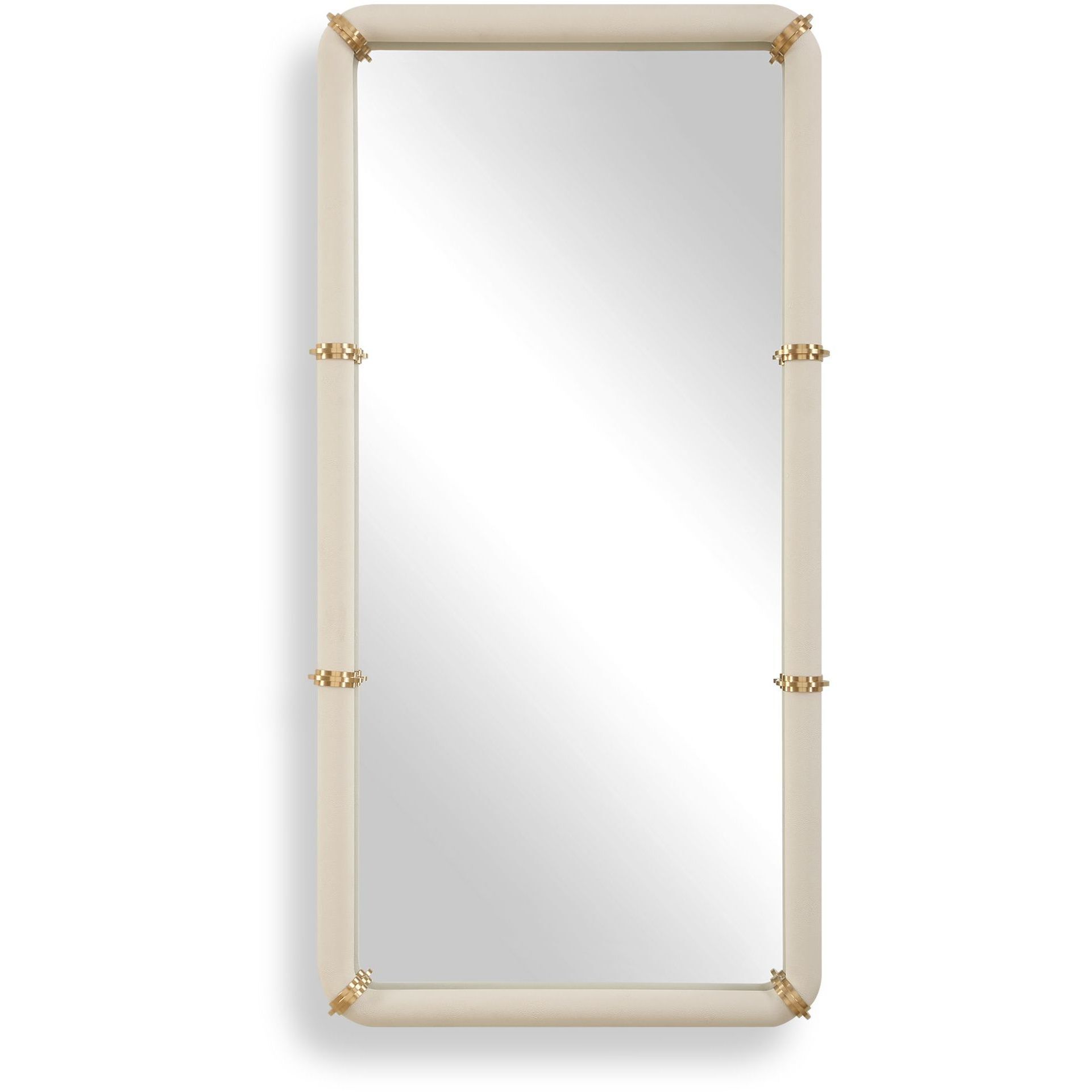 Cyprus 44 X 22 inch White Faux Shagreen Leather and Brass Mirror