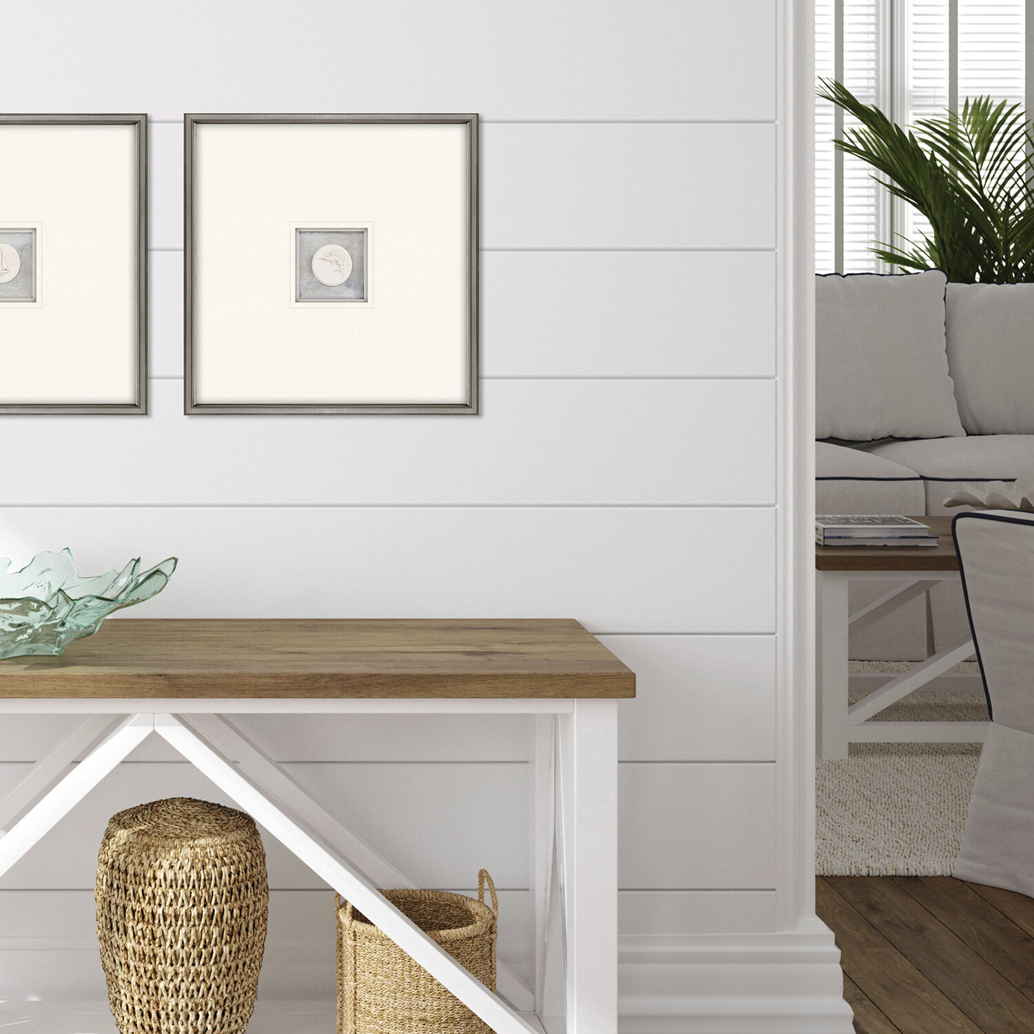 Animals White and Blue Framed Art