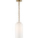 Thomas O'Brien Katie3 1 Light 7 inch Hand-Rubbed Antique Brass Cylinder Pendant Ceiling Light in White Glass