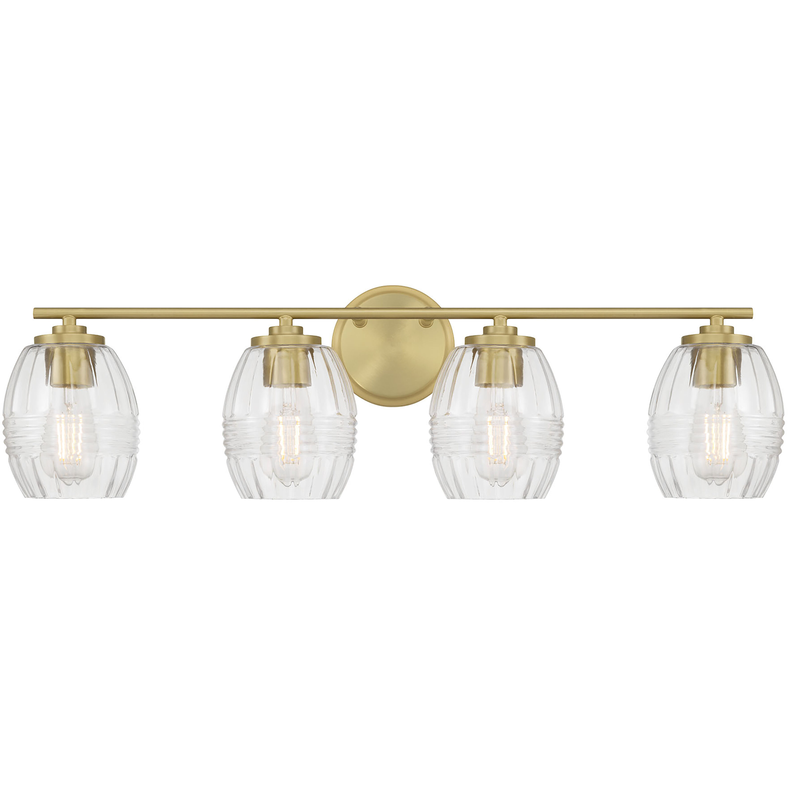 Miravelle 4 Light 30.5 inch Vintage Brass Bathroom Vanity Light Wall Light