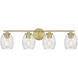 Miravelle 4 Light 30.5 inch Vintage Brass Bathroom Vanity Light Wall Light