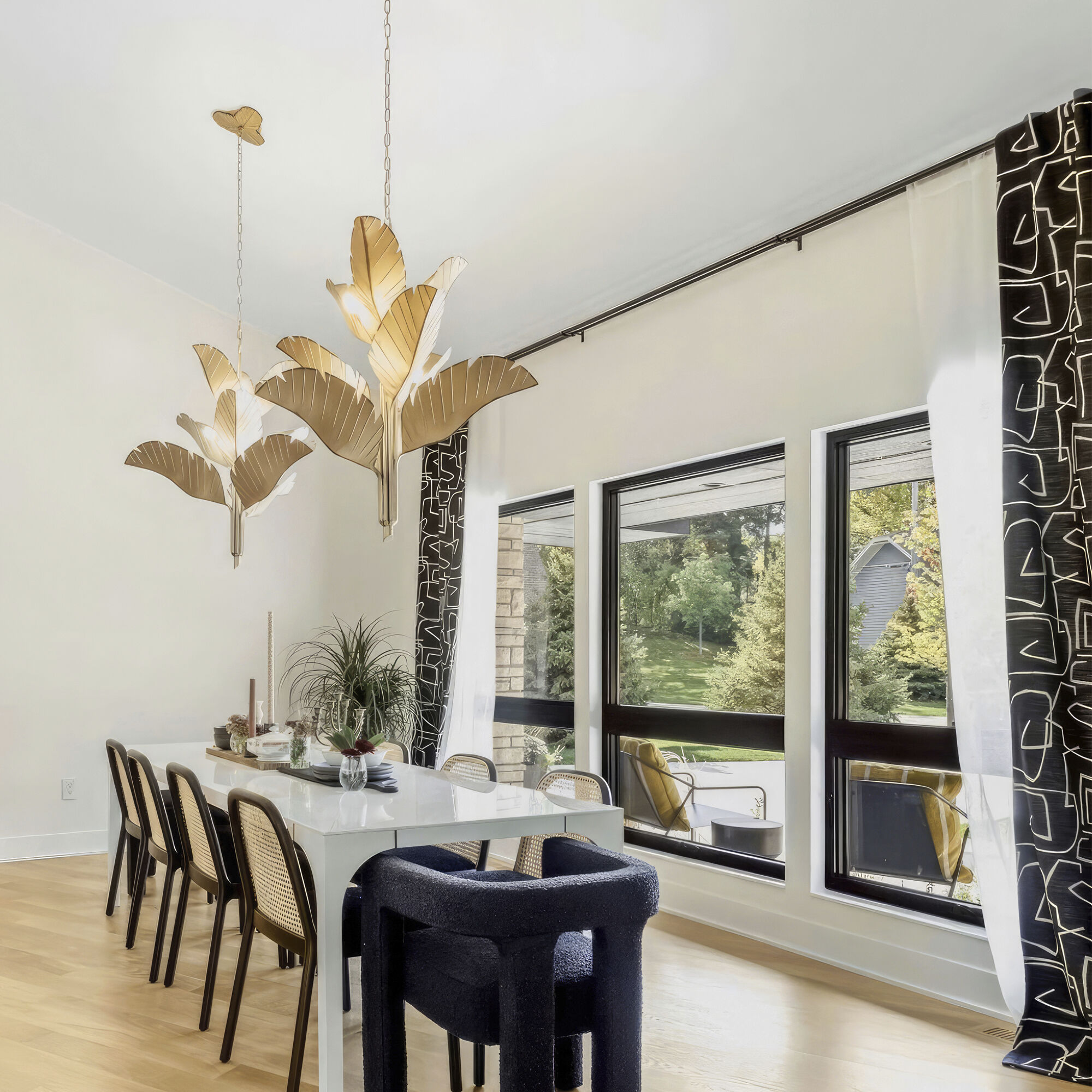 Banana Leaf 9 Light 35 inch Gold Chandelier Ceiling Light