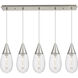 Malone 5 Light 37.75 inch Brushed Satin Nickel Linear Pendant Ceiling Light in Striped Clear Glass