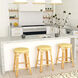 Tobias Rattan Round 24" Counter Stool in Yellow and White Dot