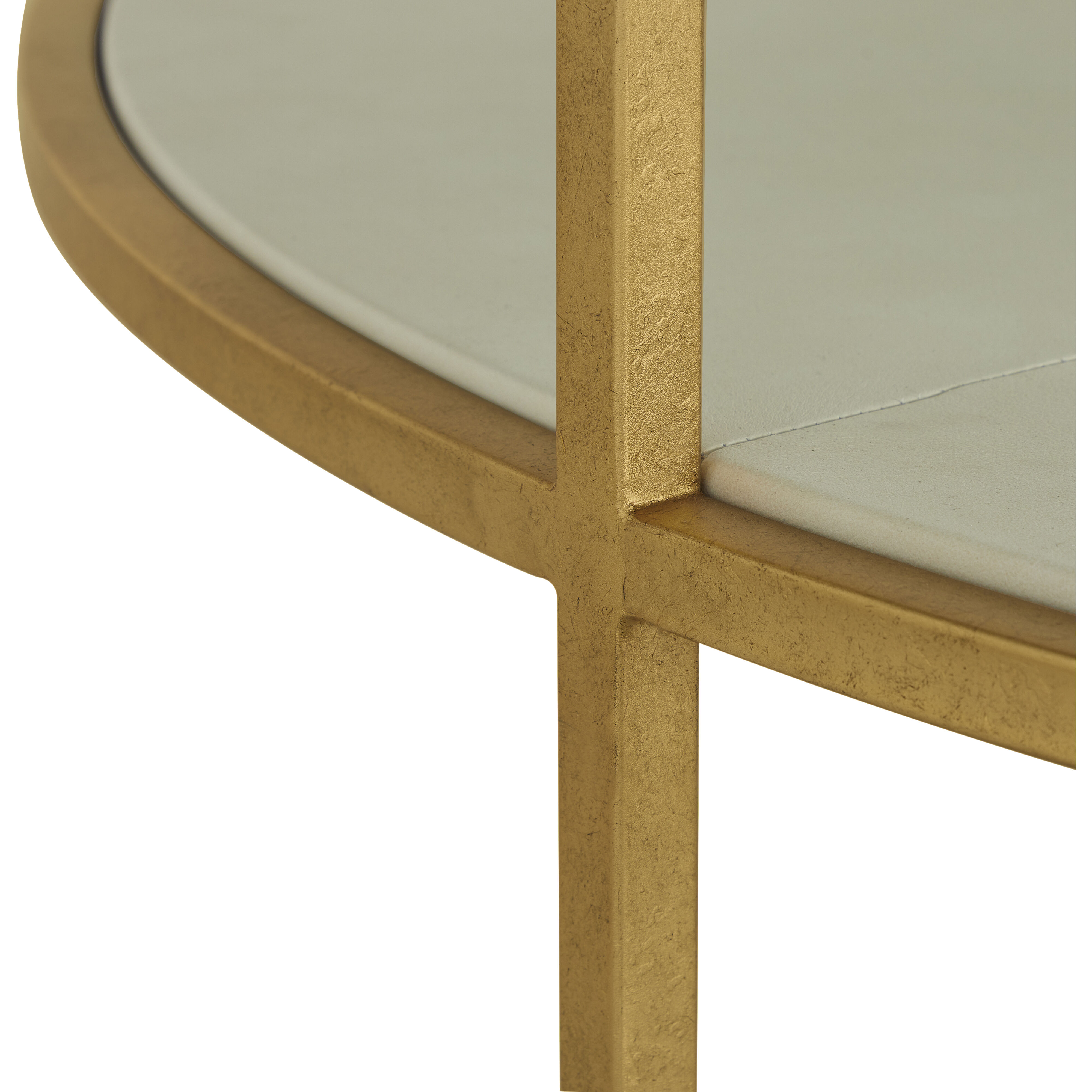 Constance 50 X 50 inch White Leather and Antique Brass Leaf Coffee Table