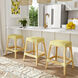 Robias Rectangular Rattan 24.5" Counter Stool in Yellow and White Dot