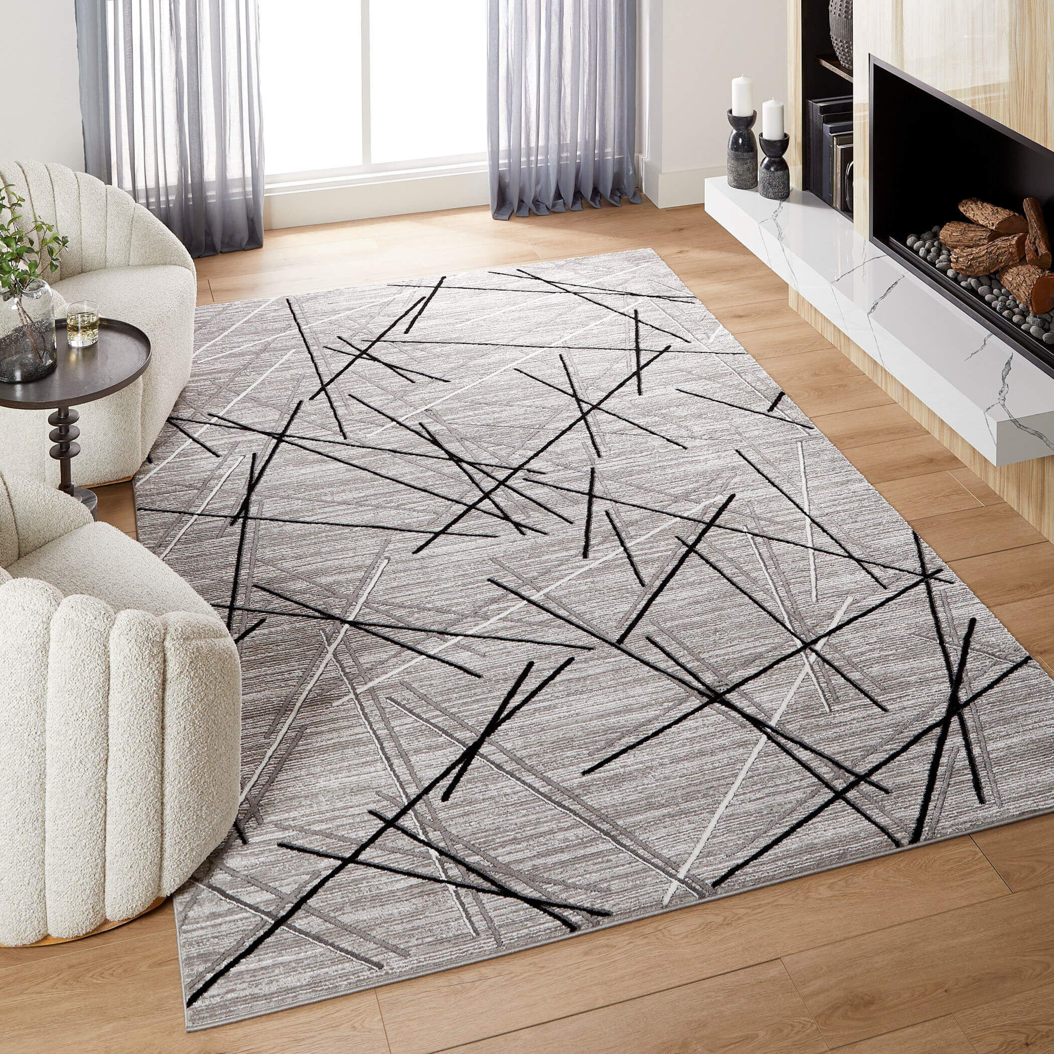 Sesia 114 X 79 inch Light Grey Rug in 6 x 9