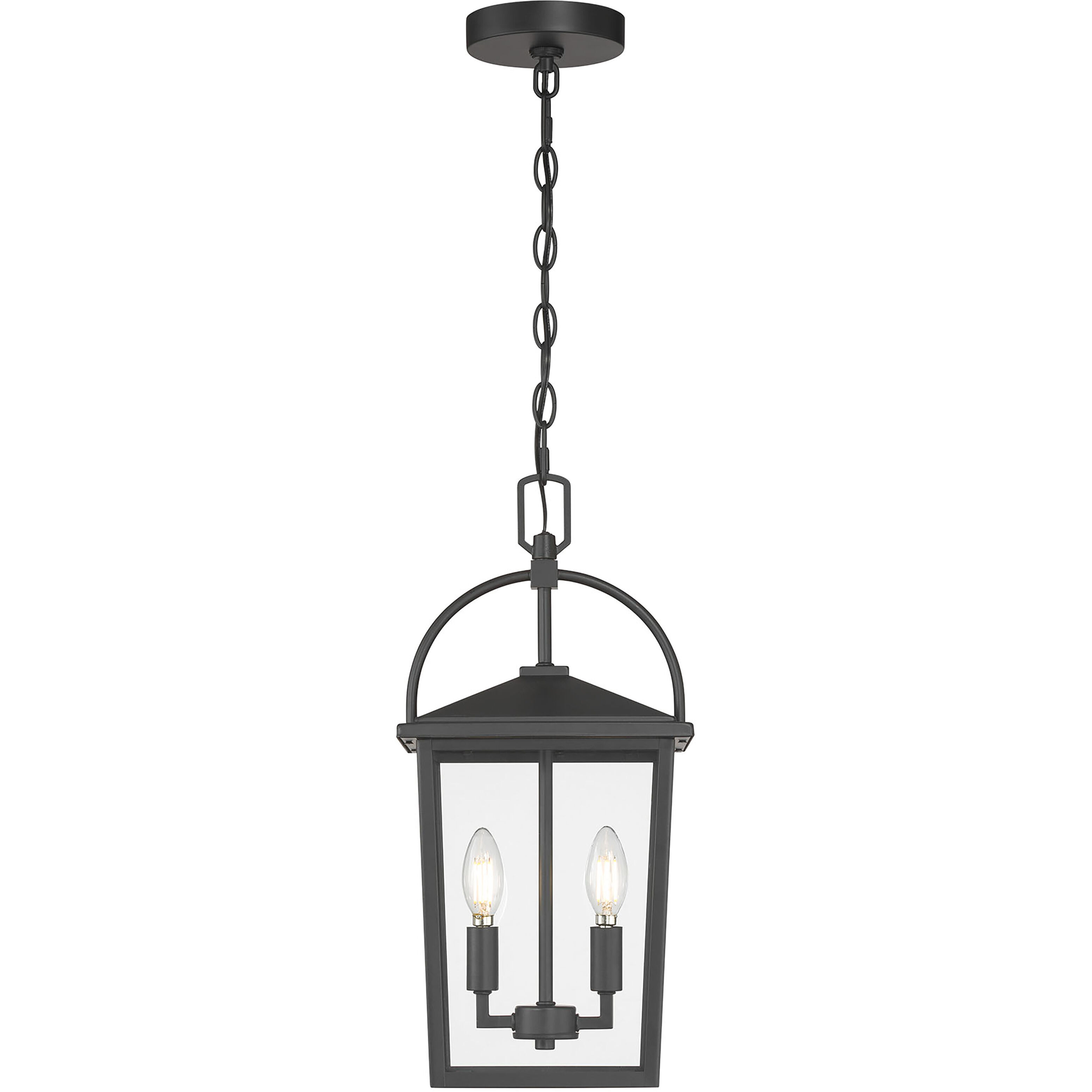 Strathden 2 Light 9 inch Powder Coated Black Outdoor Hanging Lantern
