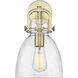 Downtown Urban Newton Bell Armed Sconce Wall Light in Brushed Brass, Seedy