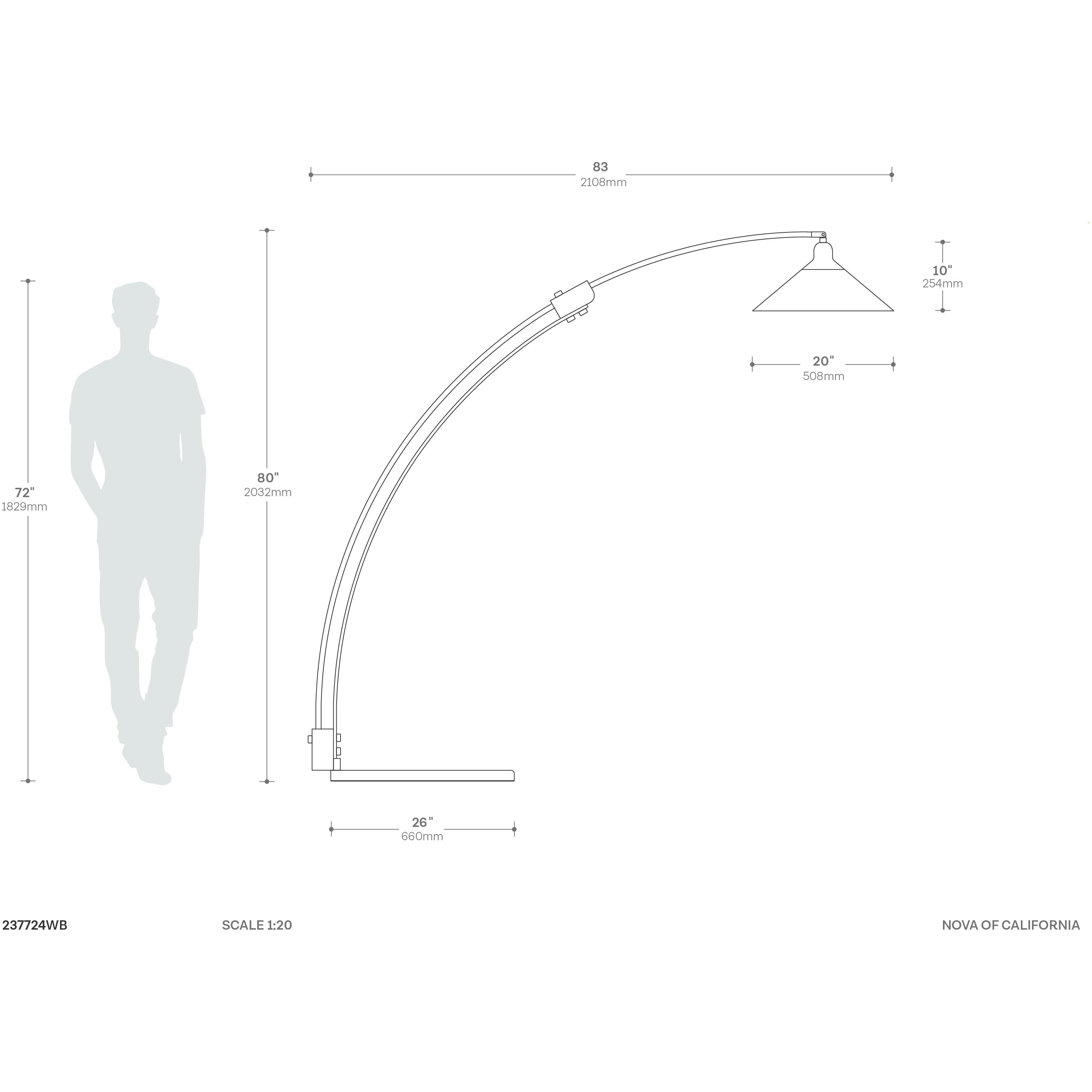 Melmar 80 inch 100.00 watt Walnut and Weathered Brass with Black Arc Floor Lamp Portable Light