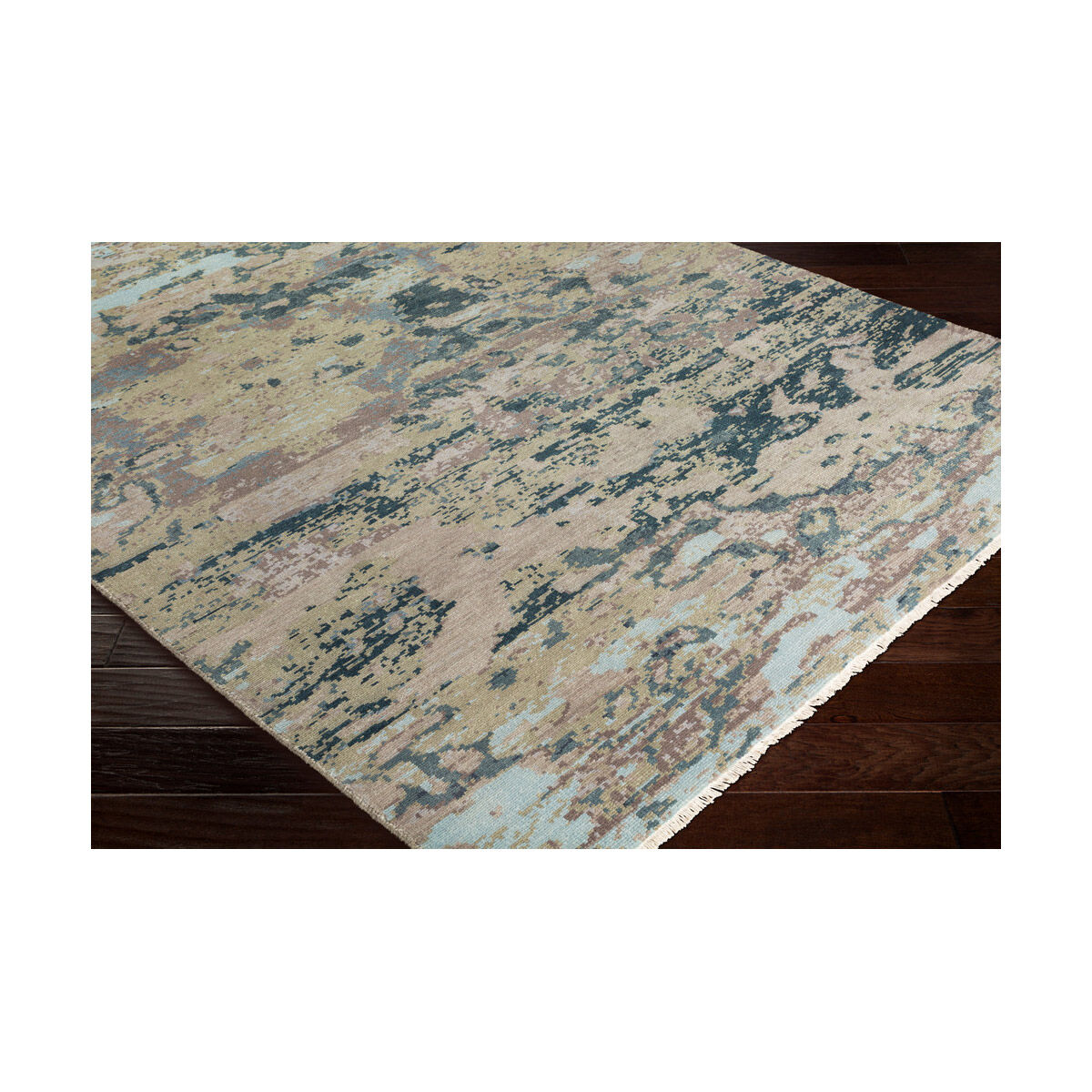 Herkimer 36 X 24 inch Aqua/Sage/Medium Gray/Dark Brown/Teal Rugs in 2 x 3, Rectangle