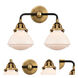 Nouveau 2 Olean 2 Light 14.75 inch Black Antique Brass Bath Vanity Light Wall Light in Matte White Glass
