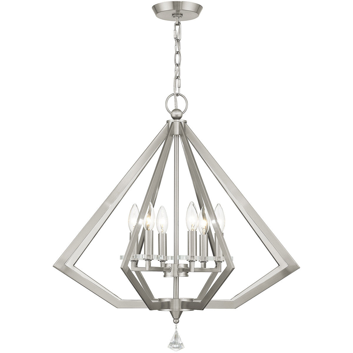 Diamond 6 Light 25 inch Brushed Nickel Chandelier Ceiling Light