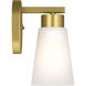 Stamos 1 Light 5 inch Brushed Gold Wall Sconce Wall Light in Satin Etched Glass