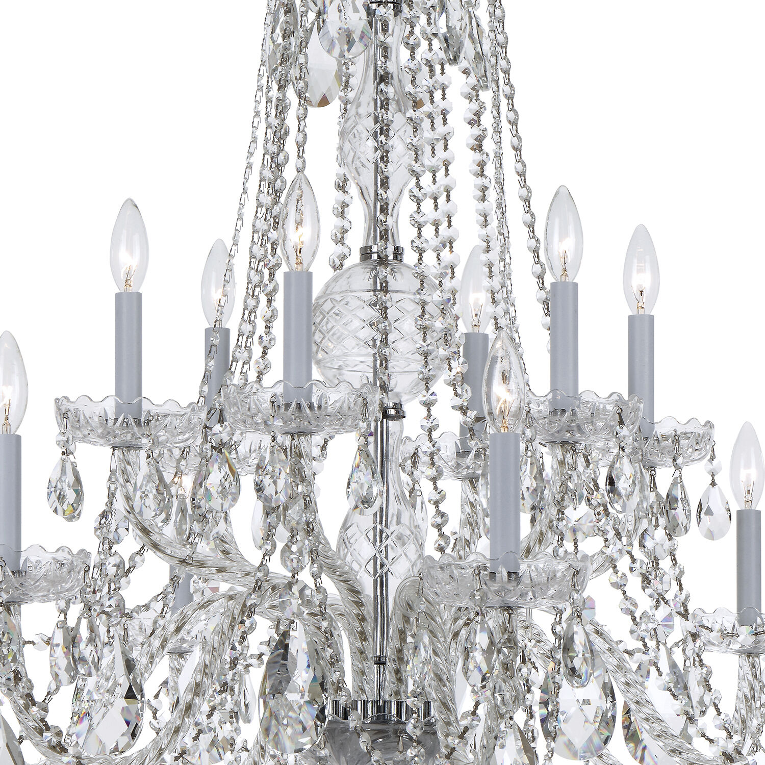 Traditional Crystal 12 Light 37.5 inch Polished Chrome Chandelier Ceiling Light in Clear Hand Cut