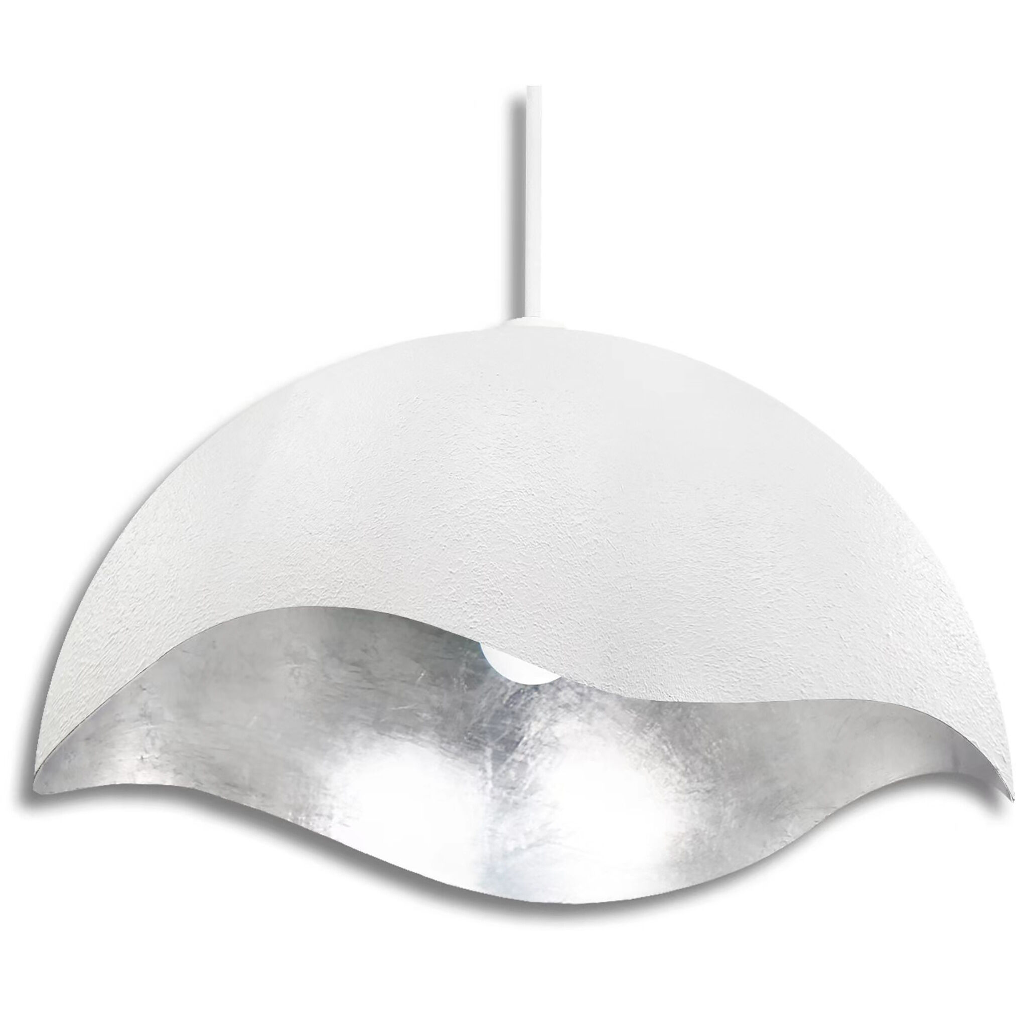 Eclos 1 Light 23.88 inch Textured White With Silver Leaf Inside Pendant Ceiling Light