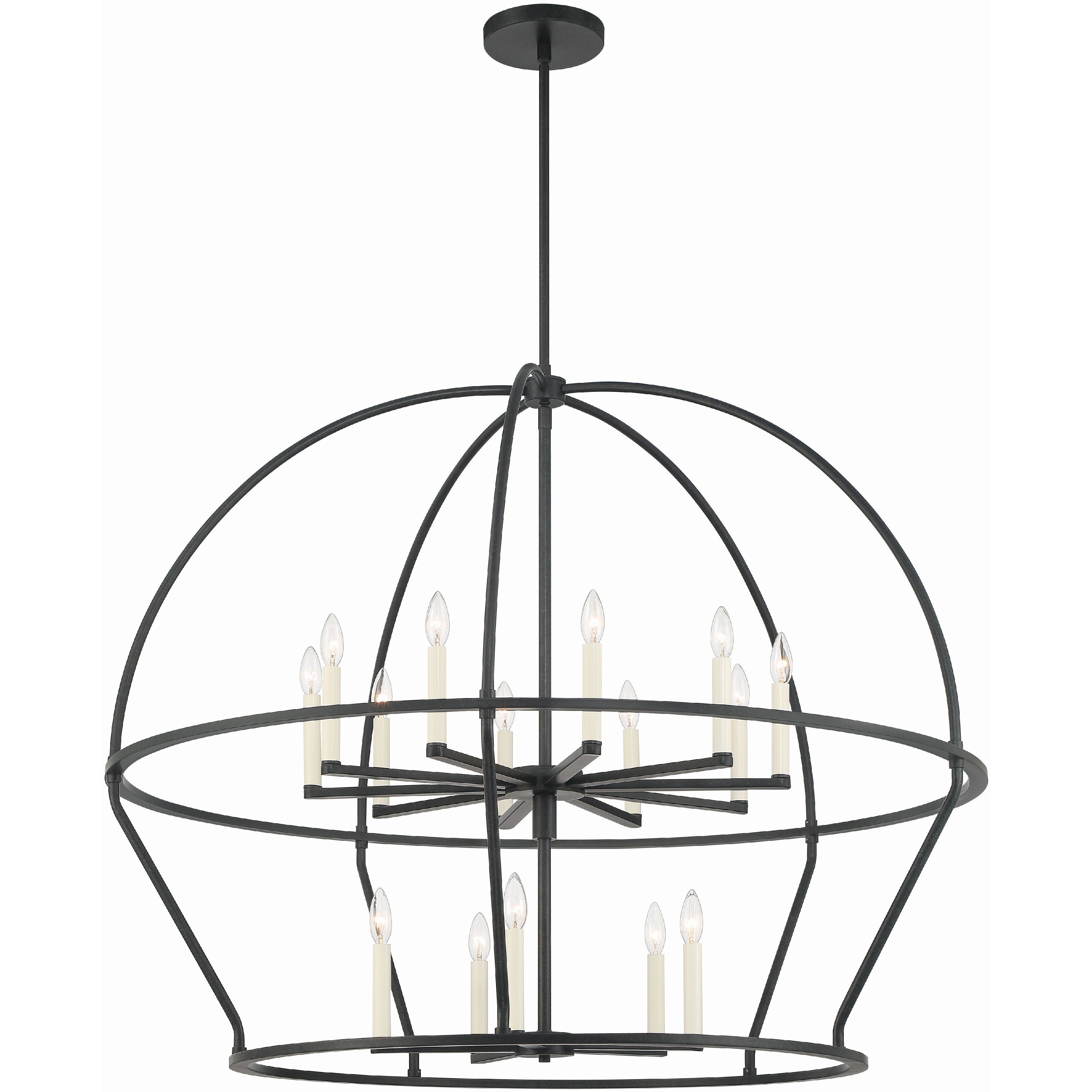 Abbott 15 Light 48 inch Black Chandelier Ceiling Light
