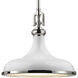 Rutherford 1 Light 15 inch Gloss White with Polished Nickel Pendant Ceiling Light