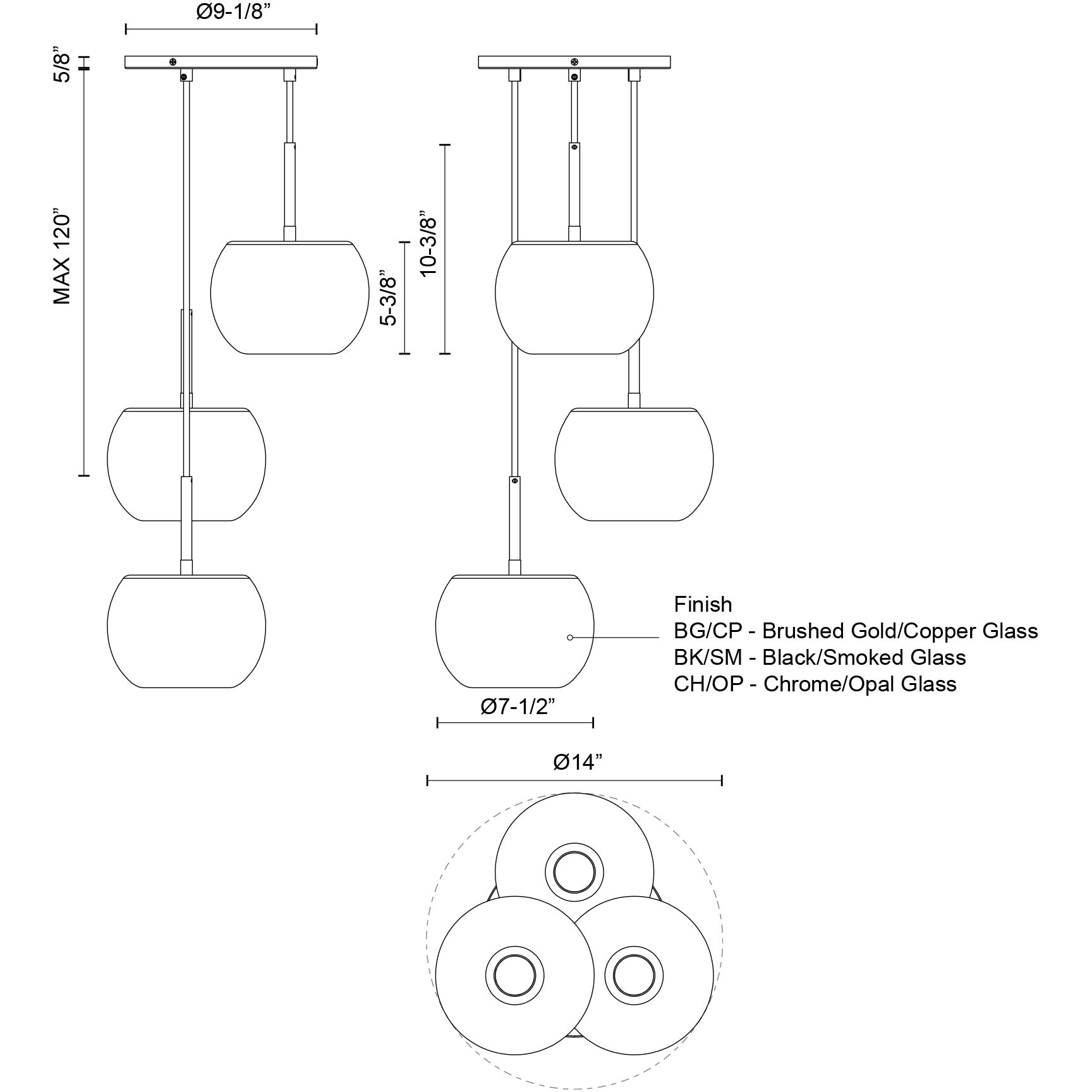 Samar 3 Light 14 inch Chrome Chandelier Ceiling Light in Transition Opal Glass