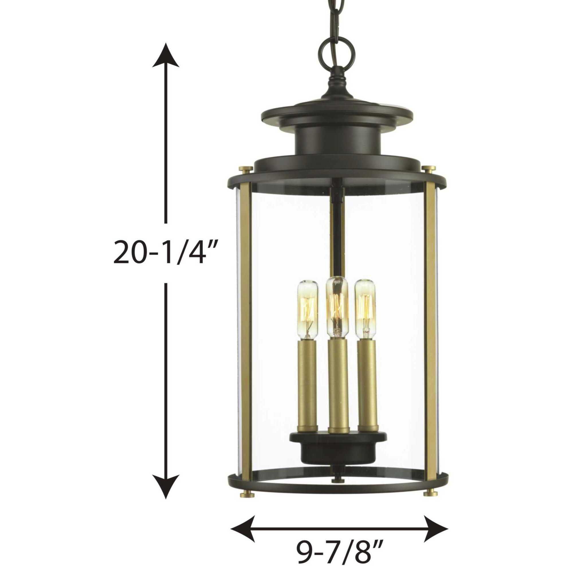 Marissa 3 Light 10 inch Antique Bronze Outdoor Hanging Lantern