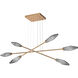 Rock Crystal LED Novel Brass Linear Multi-Pendant Ceiling Light in Smoke, 2700K LED, Triple Moda