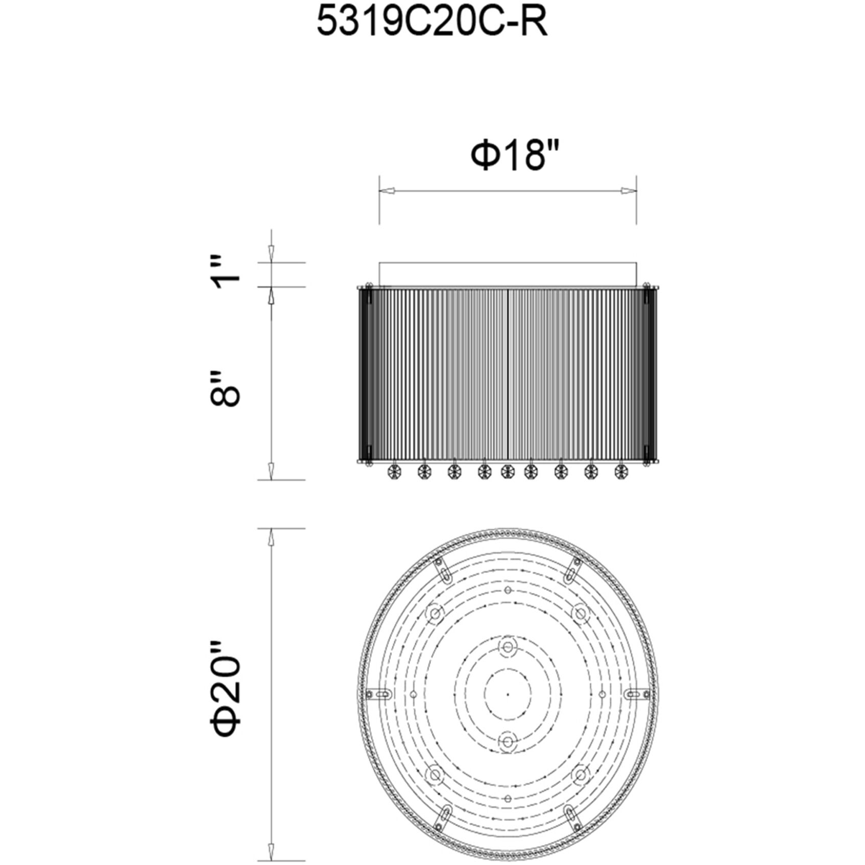 Spring Morning 9 Light 20 inch Chrome Drum Shade Flush Mount Ceiling Light