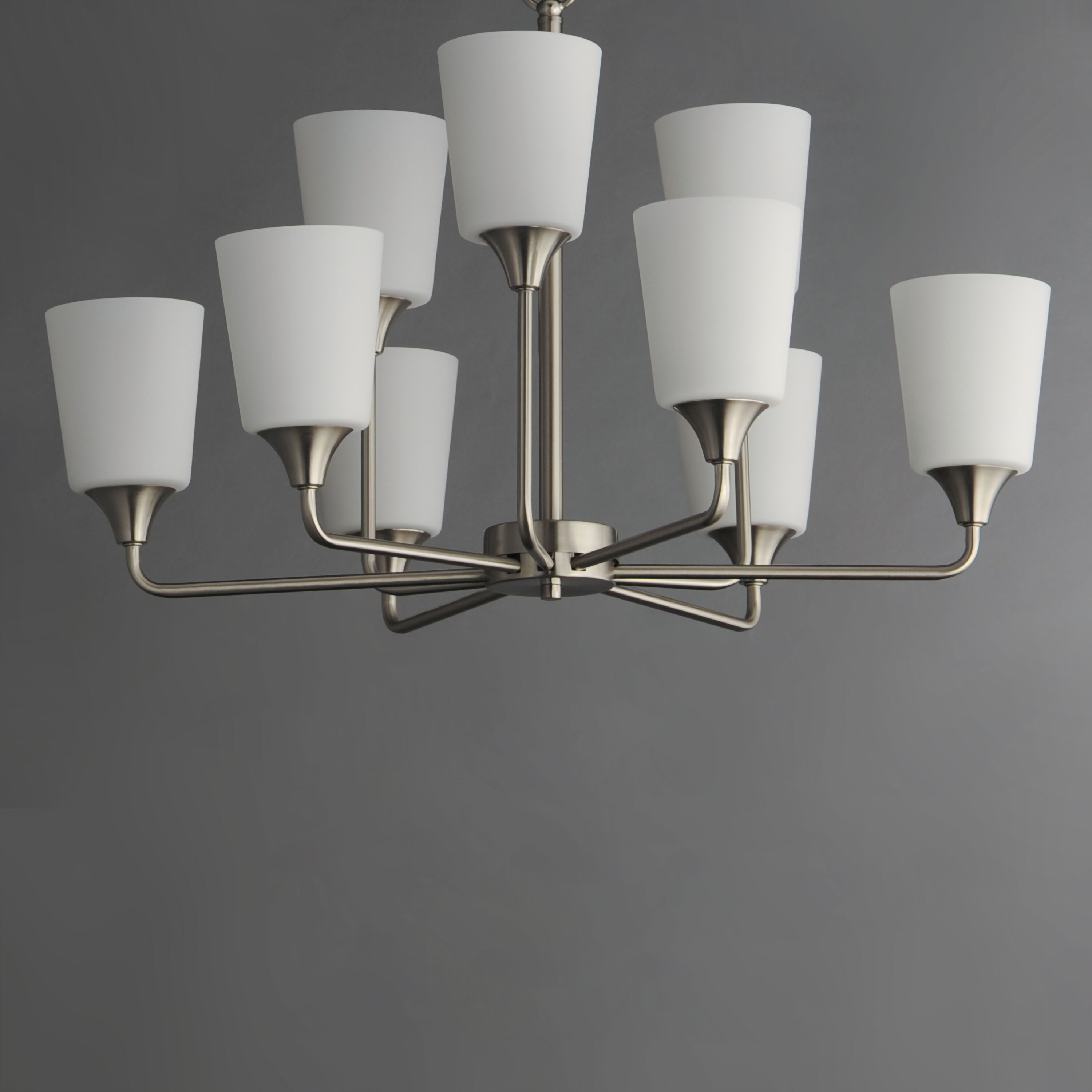 Hudson 9 Light 30 inch Satin Nickel Multi-Tier Chandelier Ceiling Light in Satin White