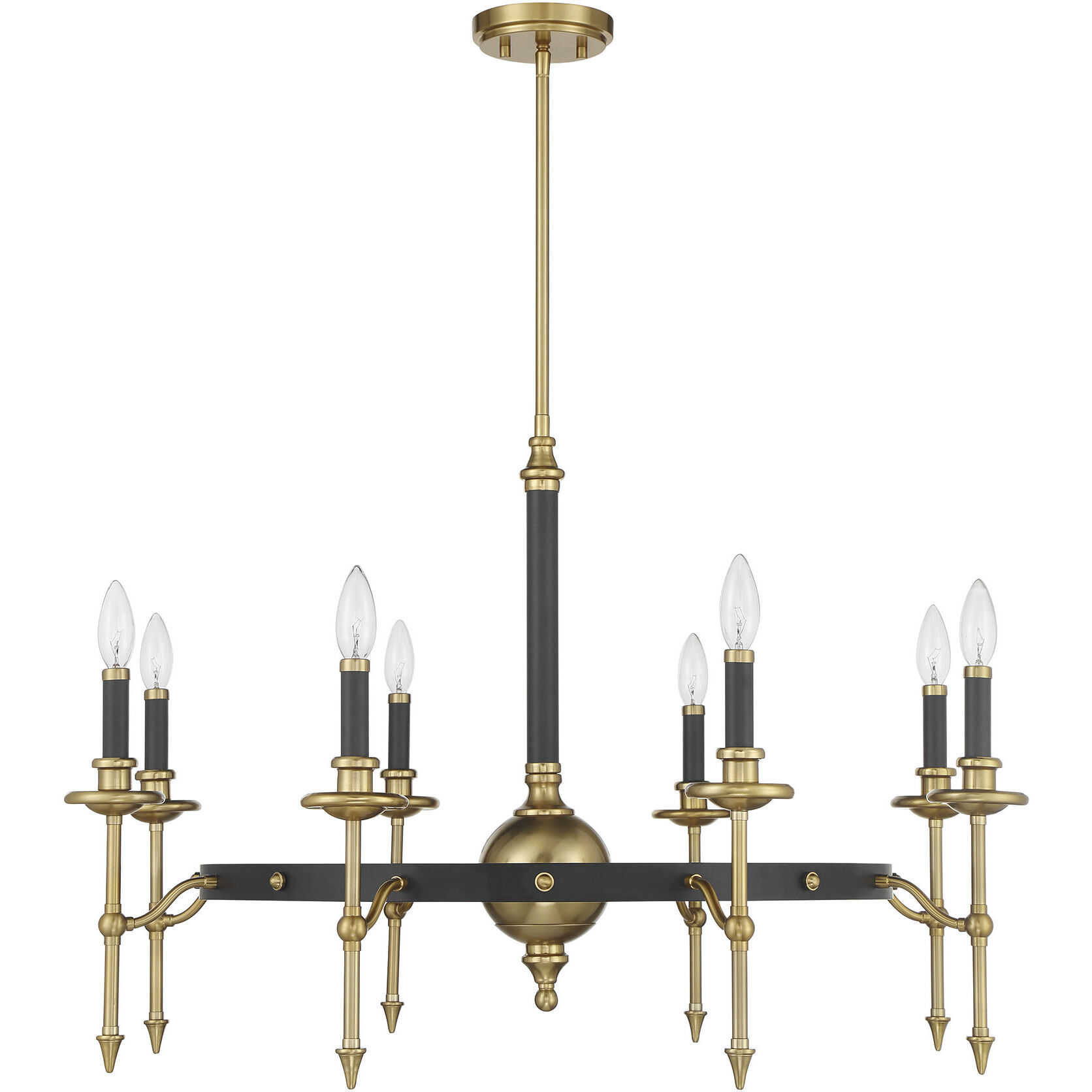 Consulate 8 Light 34 inch Matte Black and Warm Brass Chandelier Ceiling Light