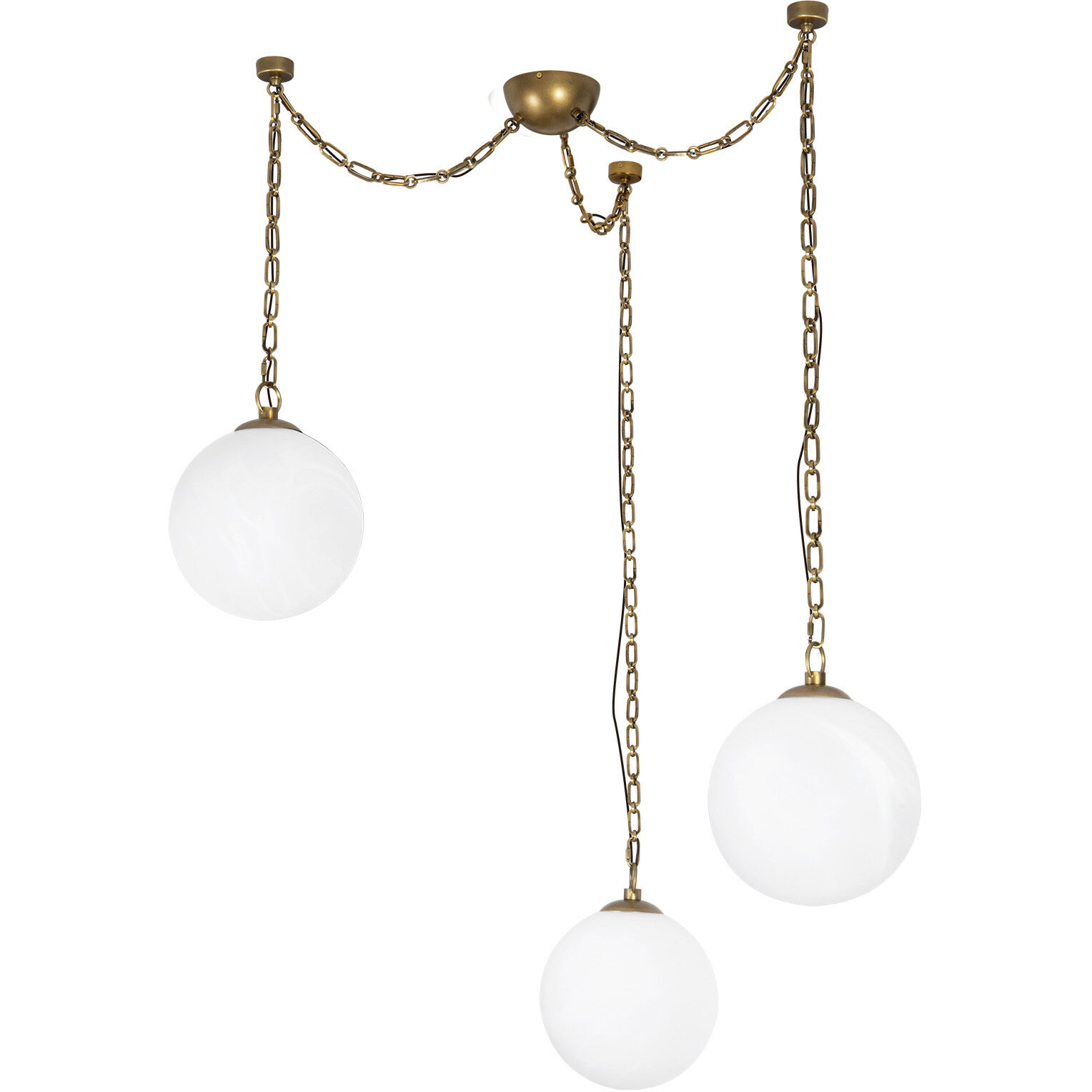 Petra 9.88 inch Vintage Brass and Cloud Glass Chandelier Ceiling Light