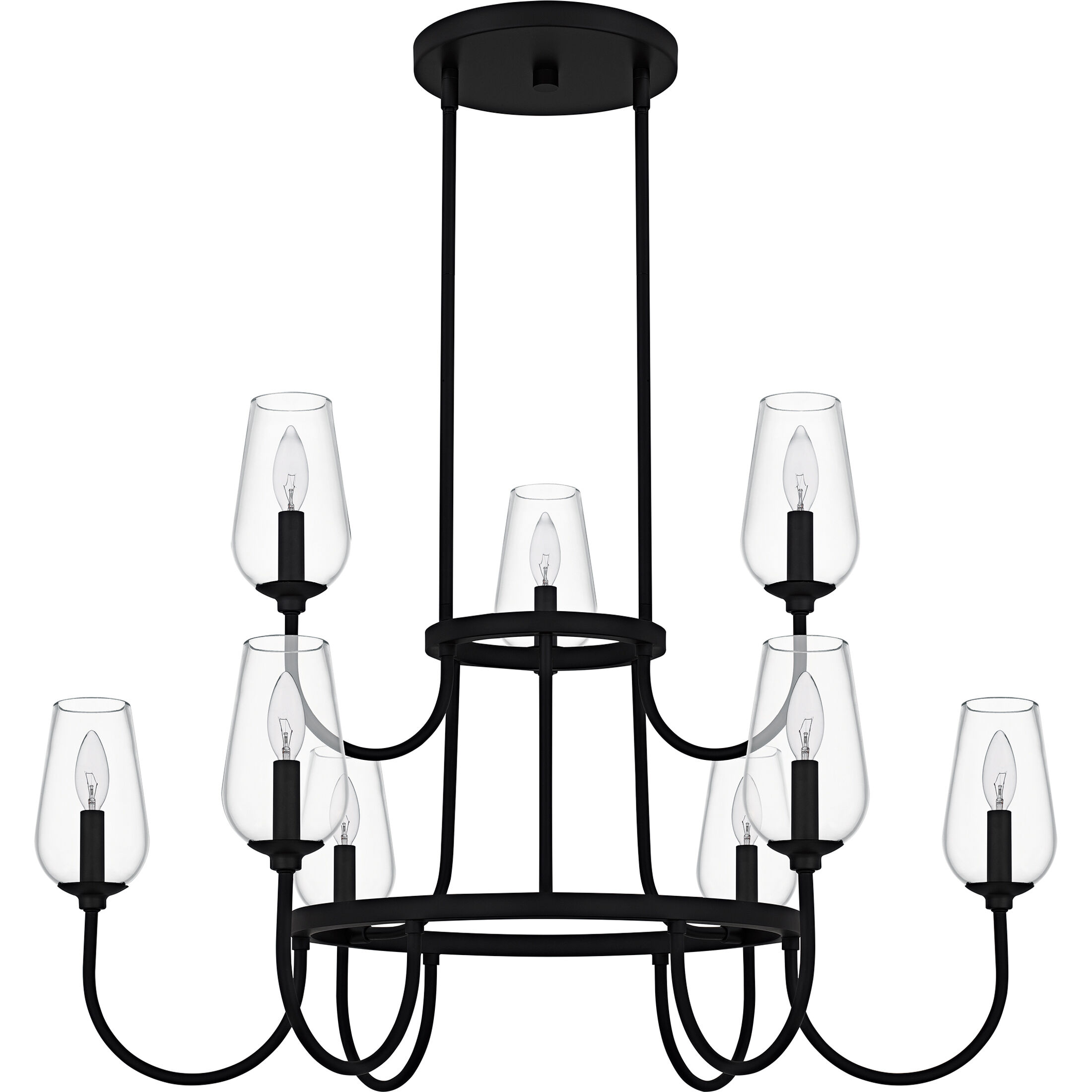 Viscount 9 Light 36 inch Matte Black Chandelier Ceiling Light