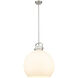 Newton Sphere 1 Light 18 inch Satin Nickel Pendant Ceiling Light in Matte White Glass