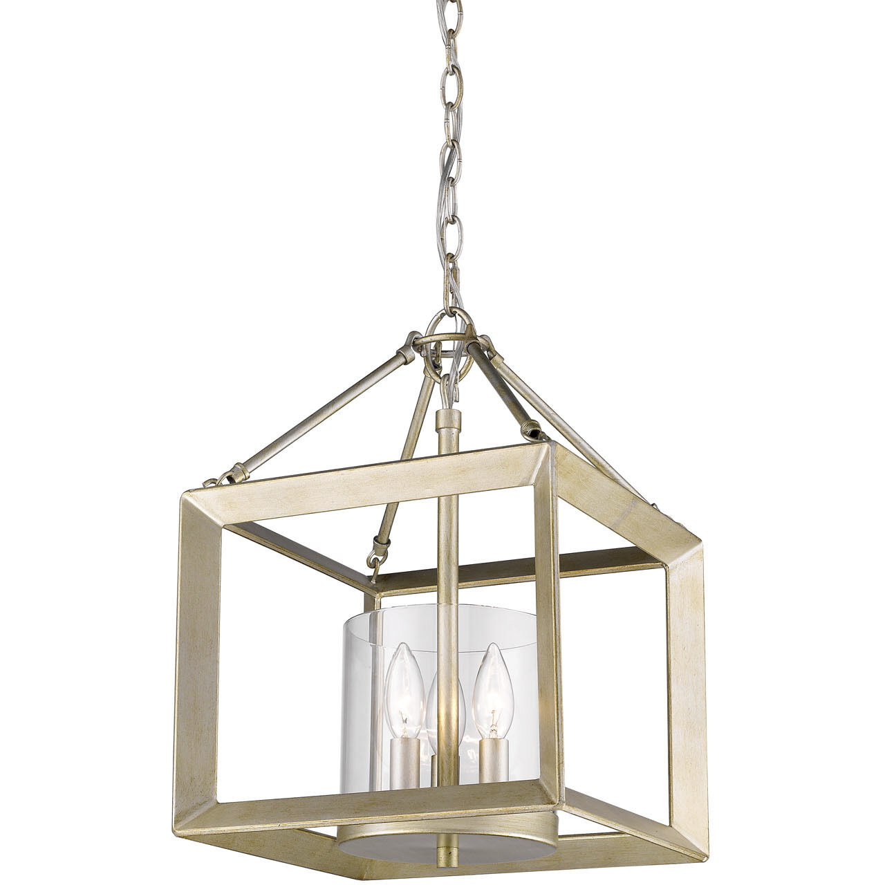 Smyth 3 Light 11.75 inch White Gold Semi-Flush Mount Ceiling Light in Clear Glass, Convertible