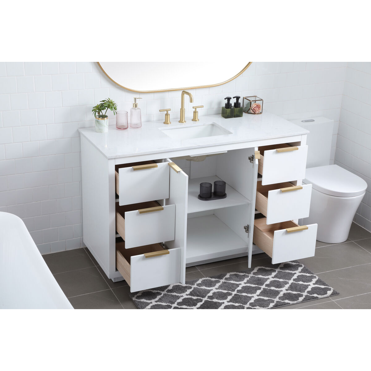 Blake 54 X 22 X 34 inch White Vanity Sink Set