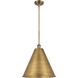 Ballston Cone 1 Light 16 inch Brushed Brass Pendant Ceiling Light