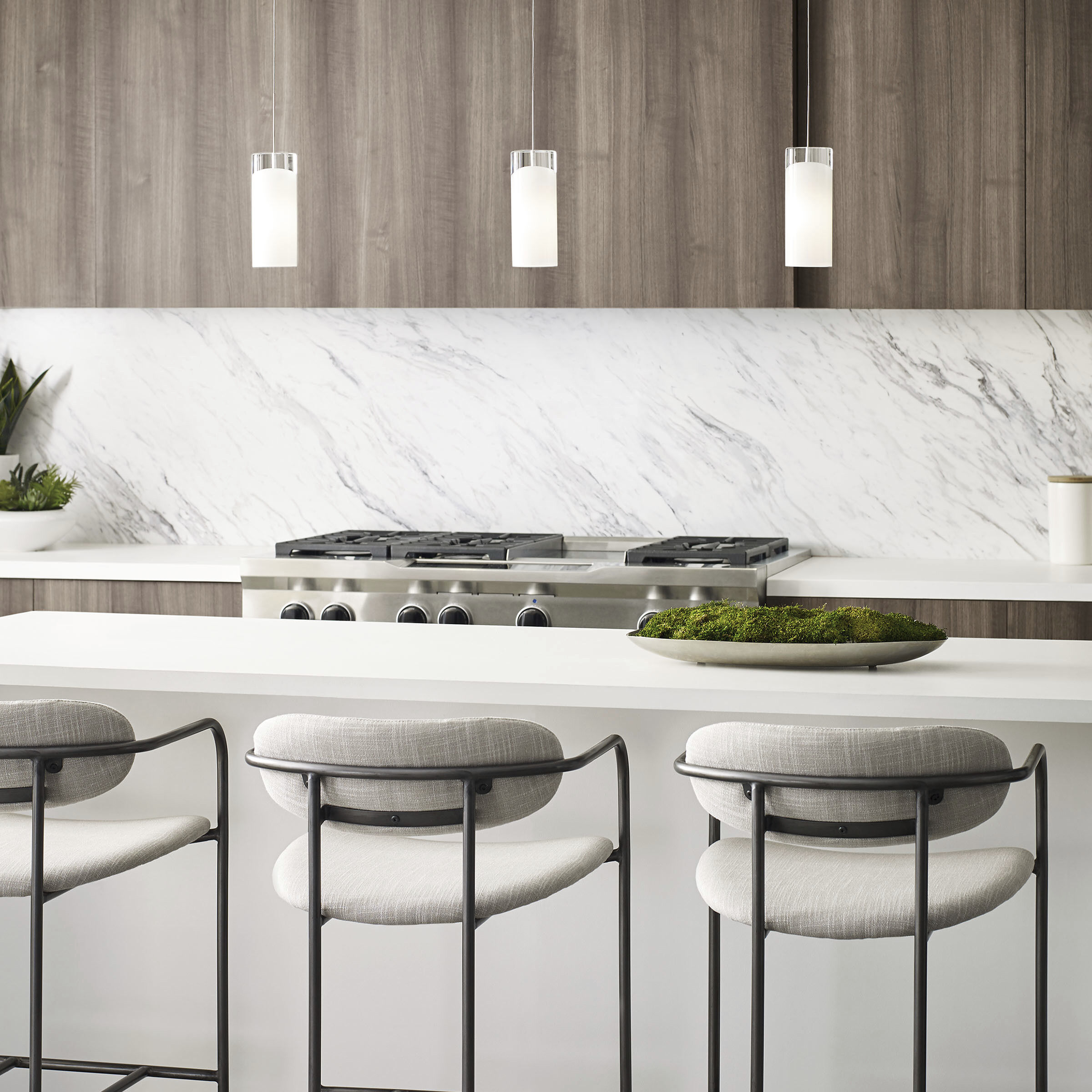 Horizon 1 Light 120 Satin Nickel Low-Voltage Pendant Ceiling Light in Monopoint, LED 90 CRI 3000K, Frost Glass