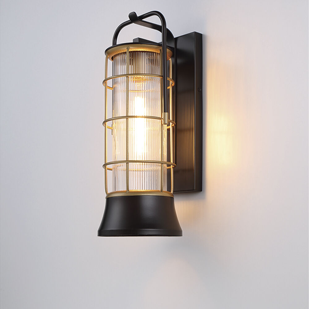 Rivamar 1 Light 16.25 inch Gold and Black Outdoor Wall Lantern