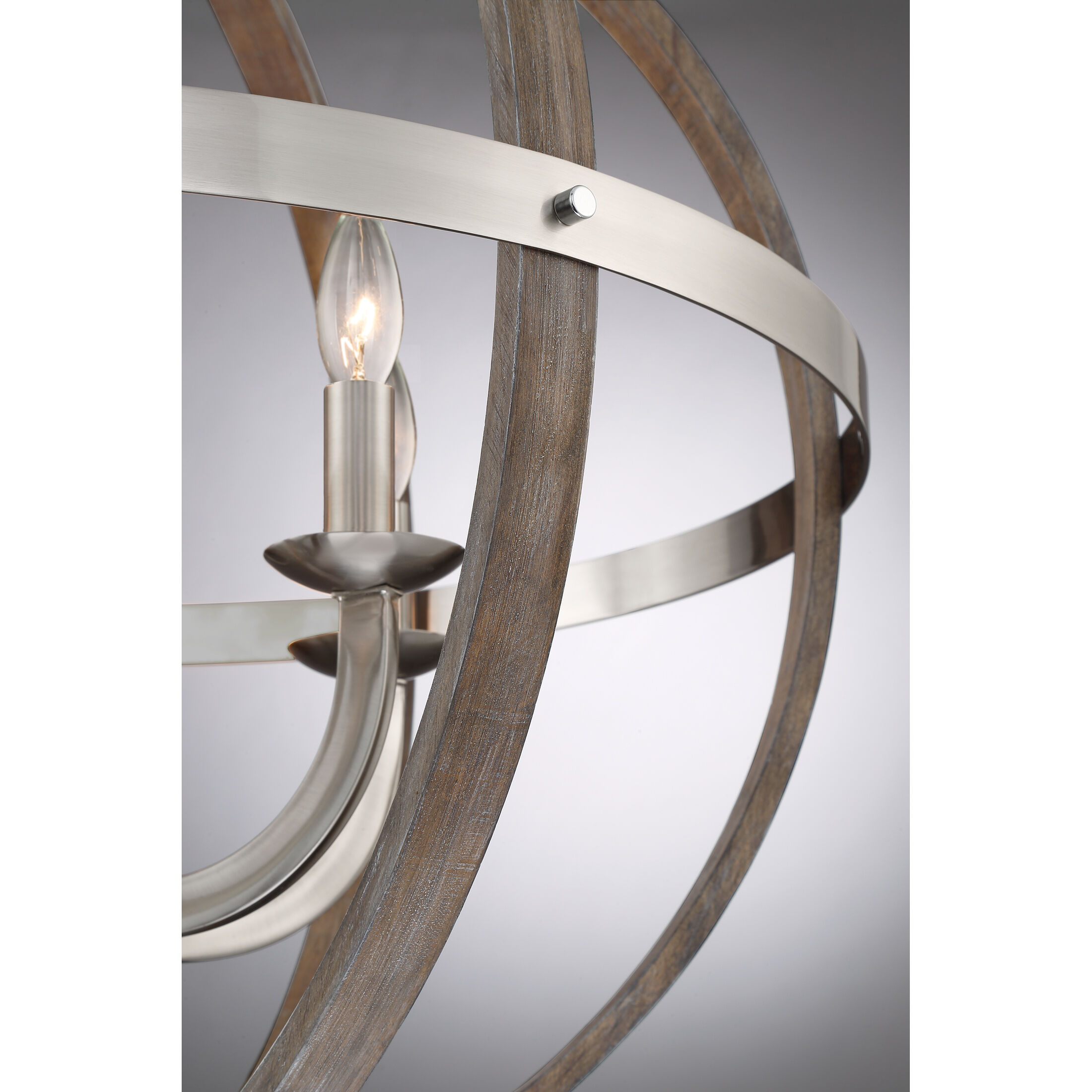 Fusion 6 Light 25 inch Brushed Nickel Foyer Piece Ceiling Light, Naturals