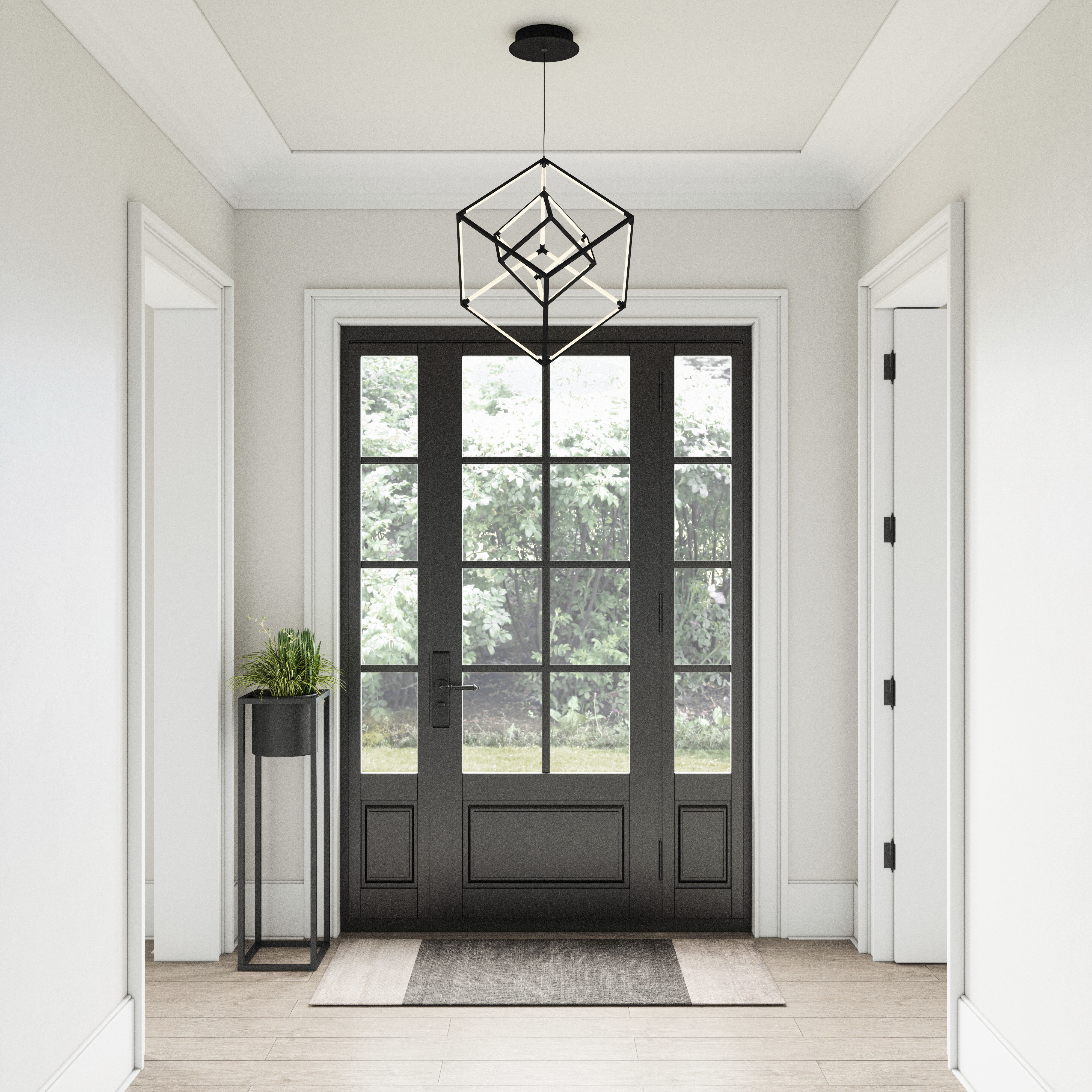 Cube Squared LED 17.75 inch Matte Black Chandelier Ceiling Light