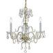 Traditional Crystal 3 Light 16 inch Polished Brass Mini Chandelier Ceiling Light in Clear Italian