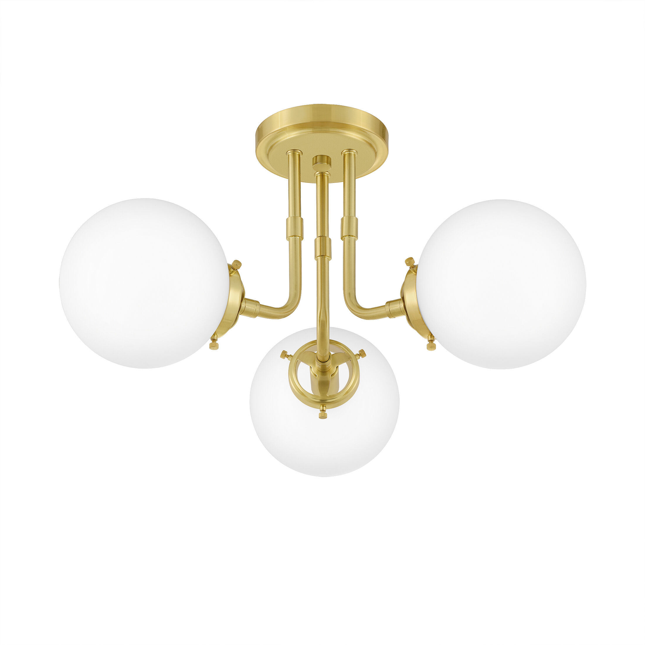 Landry 3 Light 21 inch Satin Brass Semi-Flush Mount Ceiling Light 