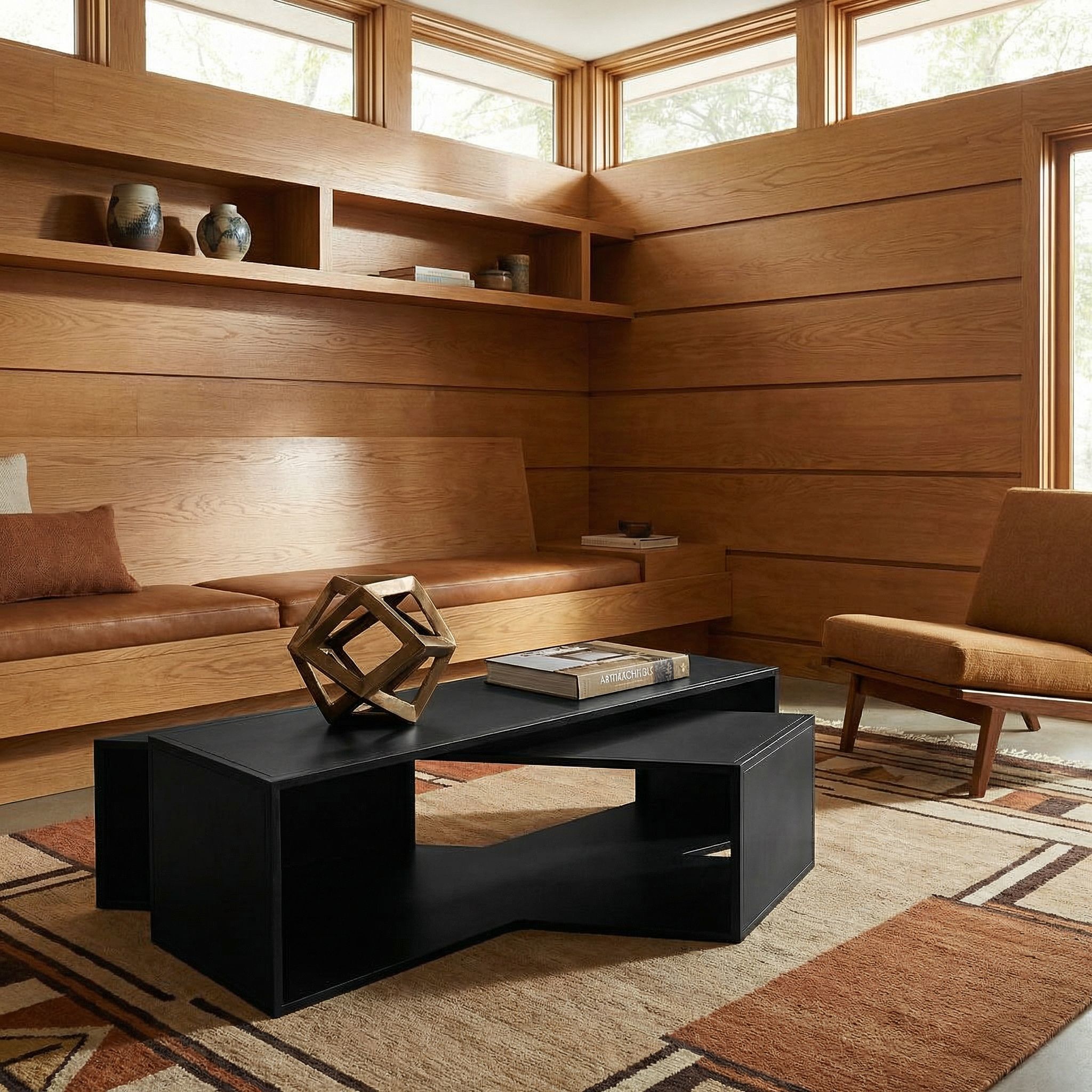 Keweco 73 X 58 inch Matte Black Coffee Table