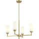 Contemporary 4 Light 26 inch Natural Brass Chandelier Ceiling Light